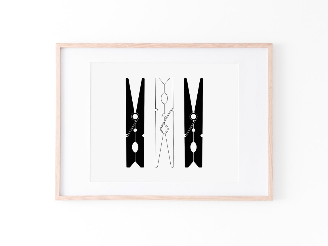 Clothespin Print, Laundry Room Decor, Laundry Print, Laundry Wall Art ...