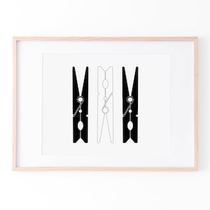 Clothespin Print, Laundry Room Decor, Laundry Print, Laundry Wall Art ...