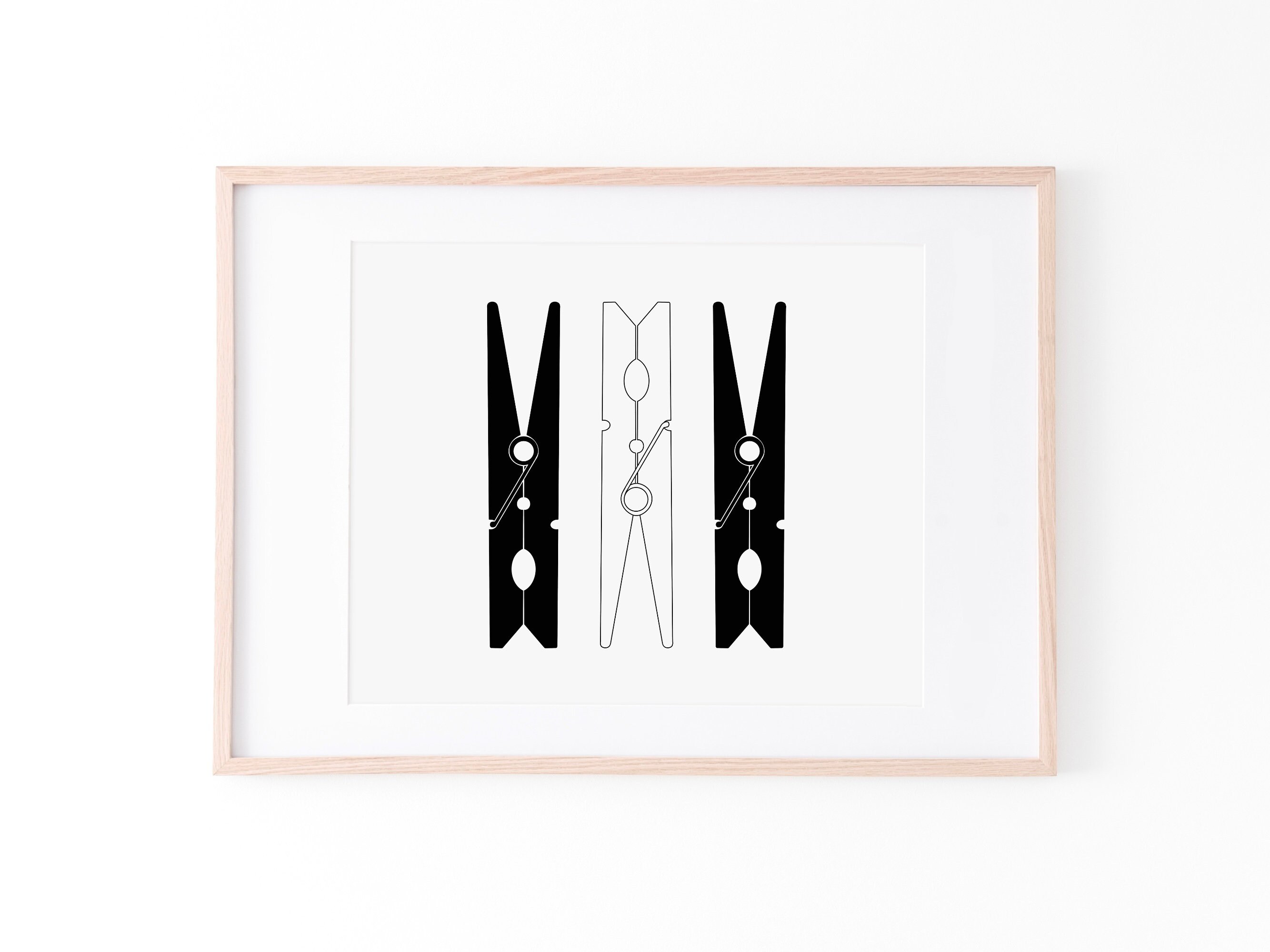 Clothespin Print, Laundry Room Decor, Laundry Print, Laundry Wall Art ...