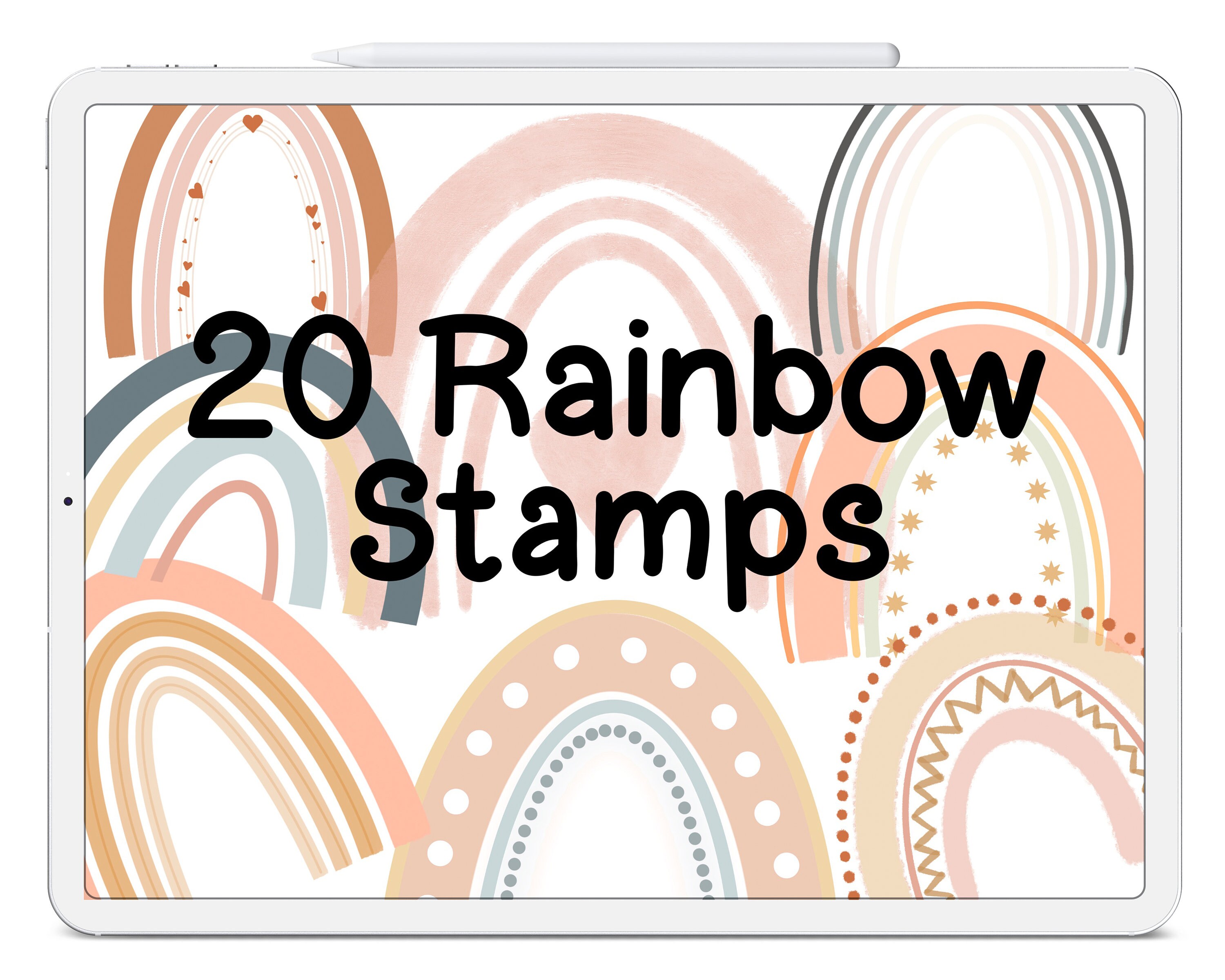 Rainbow Procreate Stamps, Brushes, Stamp Brushes, Boho Stamps, Abstract