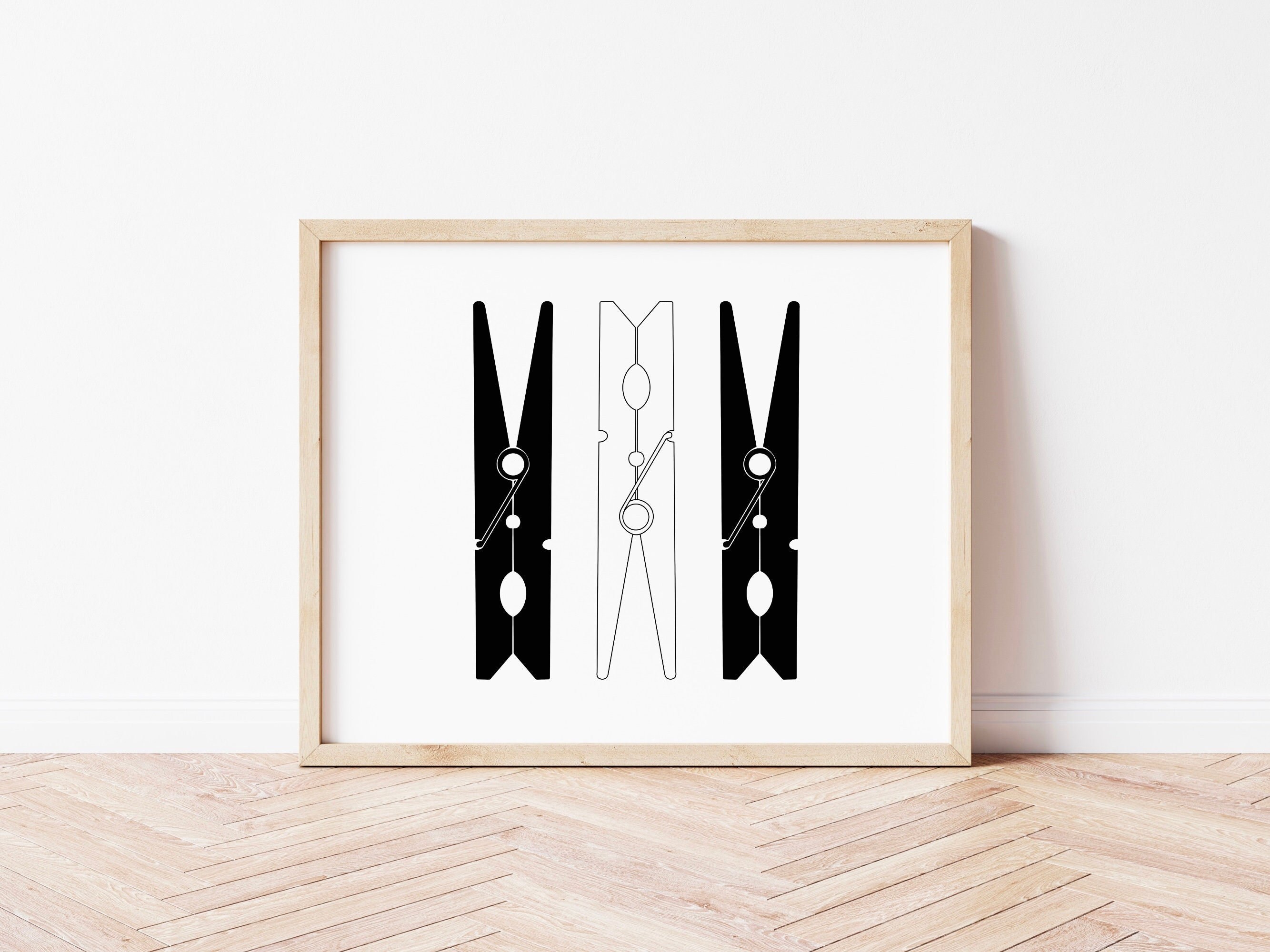 Clothespin Print, Laundry Room Decor, Laundry Print, Laundry Wall Art ...
