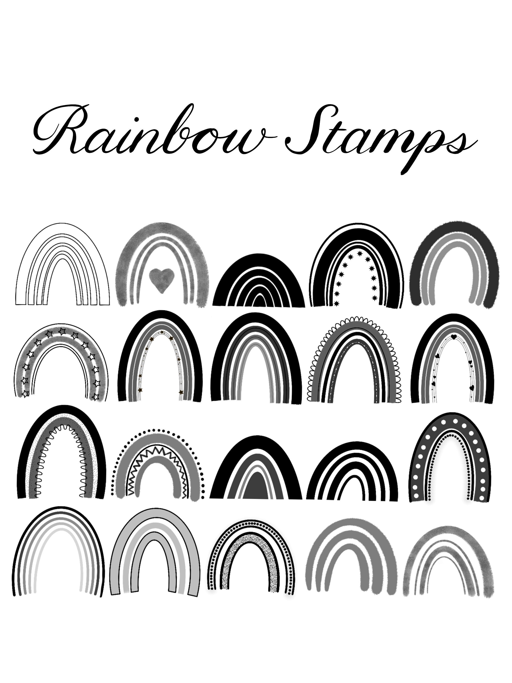 Rainbow Procreate Stamps, Brushes, Stamp Brushes, Boho Stamps, Abstract