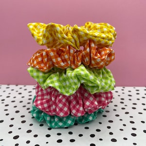 Gingham scrunchie, Scrunchie, Colourful scrunchie, Hair accessories, Hair tie, Gifts for girls, stocking stuffers