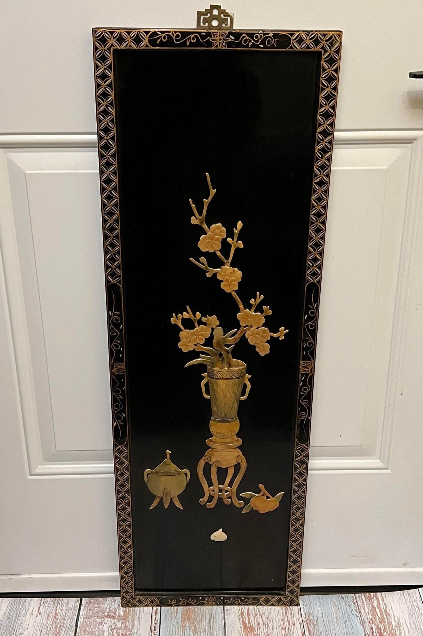 Oriental Wall Hangings Black Lacquer Mother of Pearl Etsy UK