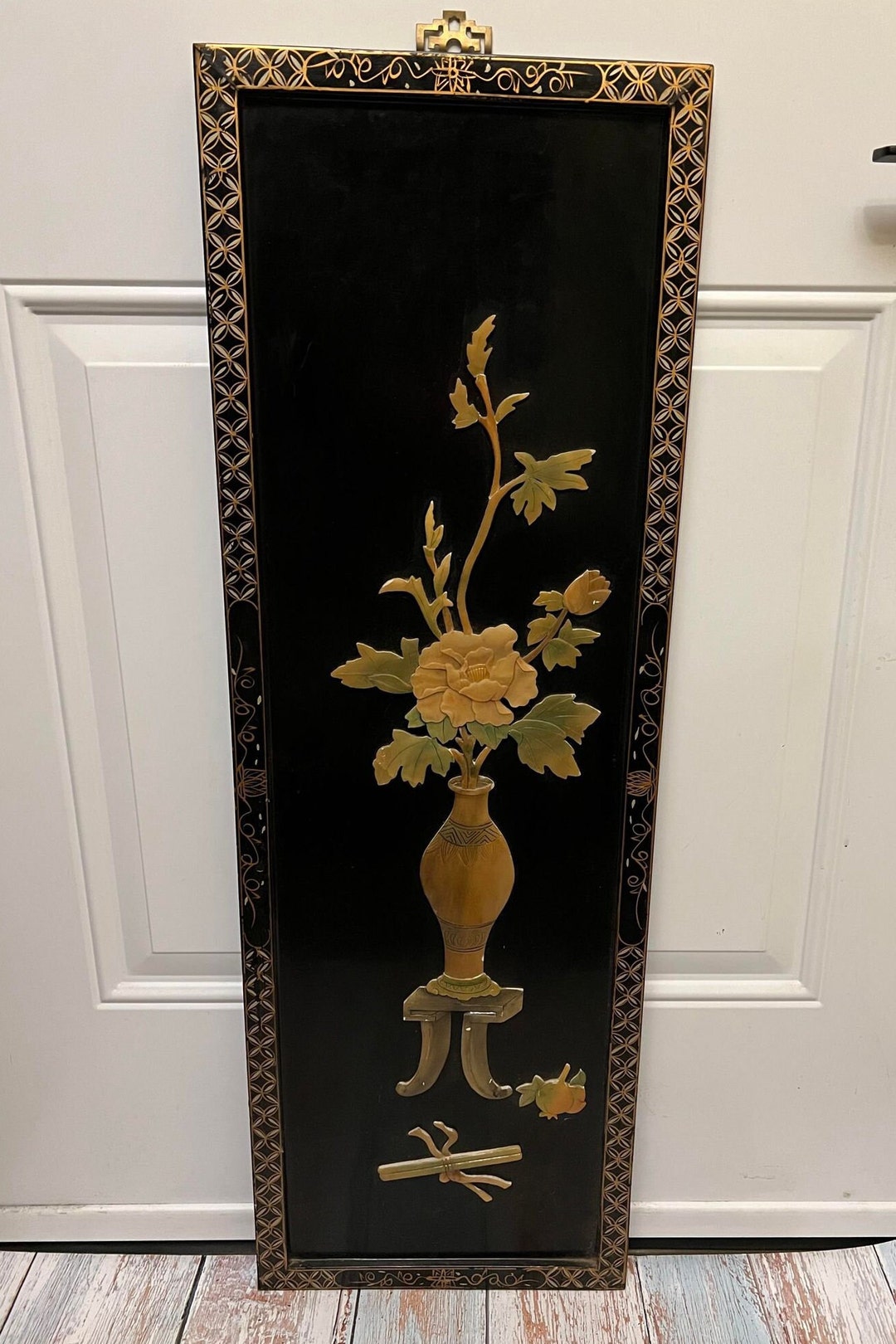 Oriental Wall Hangings Black Lacquer Mother of Pearl Etsy