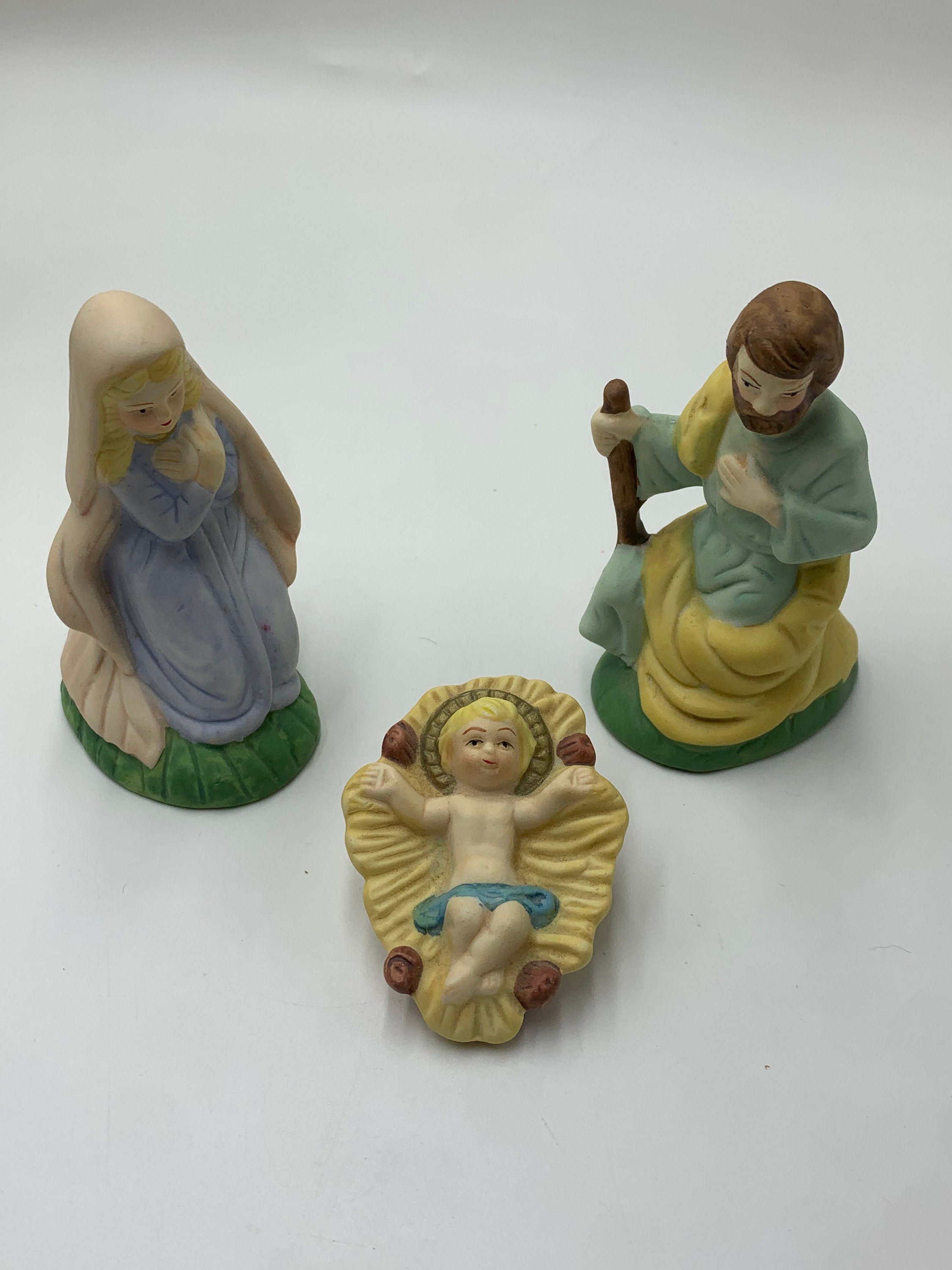 Vintage Nativity Set, Hand Painted, 11 Piece Figurine Characters ...