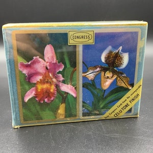 Jeu de cartes double Congrès des années 60, jardin botanique de New York, finition Cell-U-Tone, jeu de bridge, jeux vintage