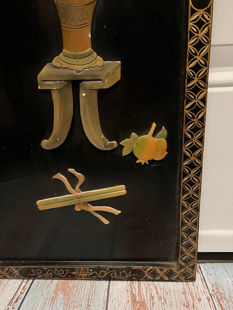 Oriental Wall Hangings Black Lacquer Mother of Pearl Etsy