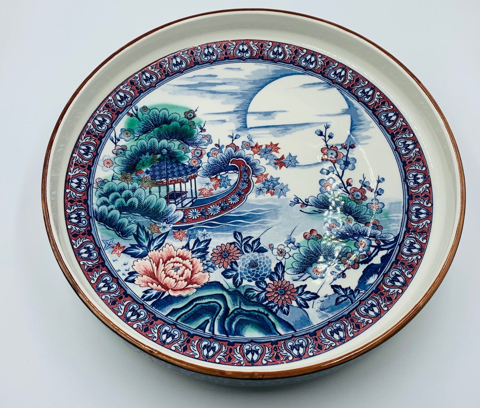 Vintage Japanese Imperial Imari Large Bowl Hand Painted Etsy