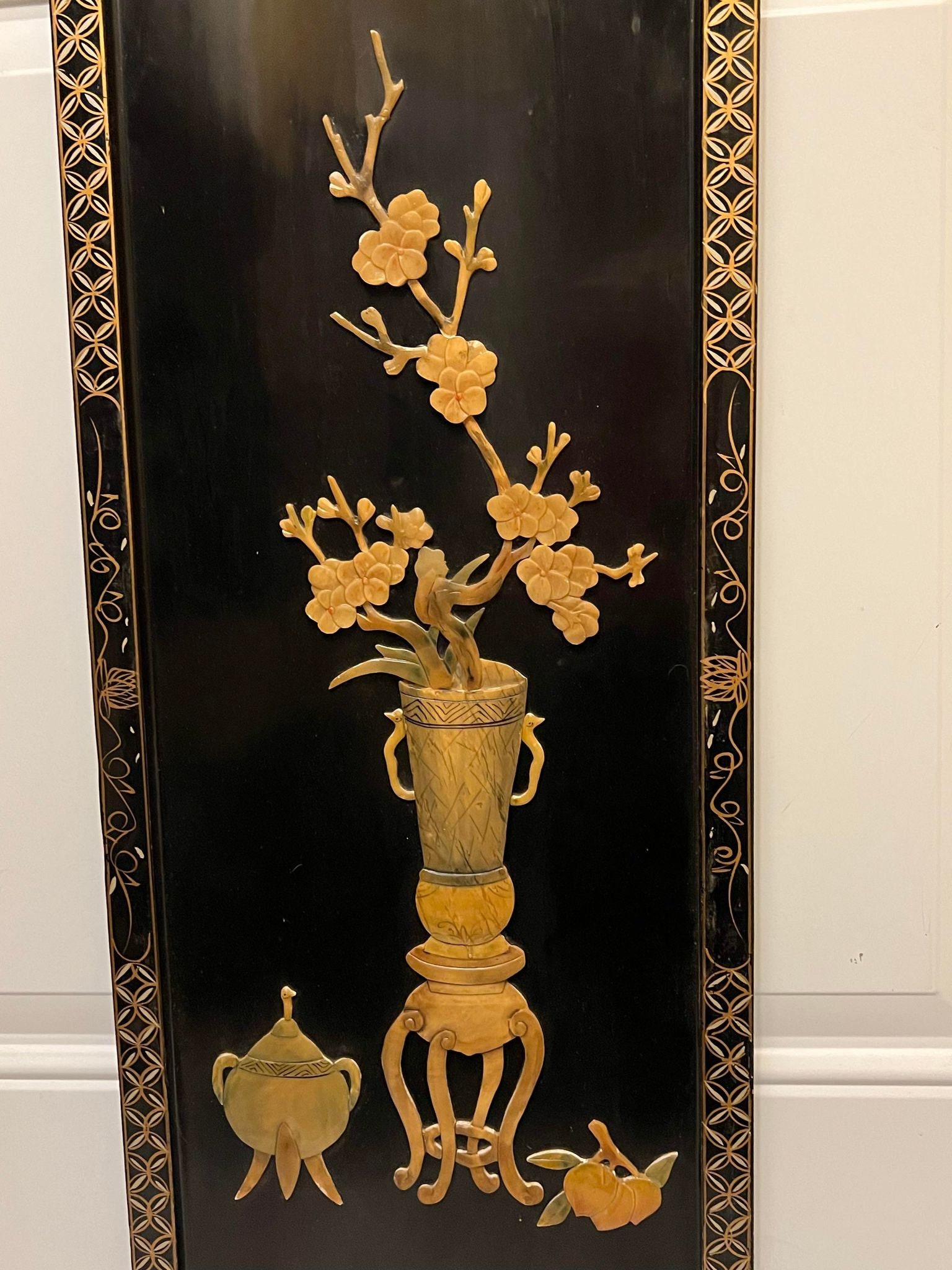 Oriental Wall Hangings Black Lacquer Mother of Pearl Etsy UK