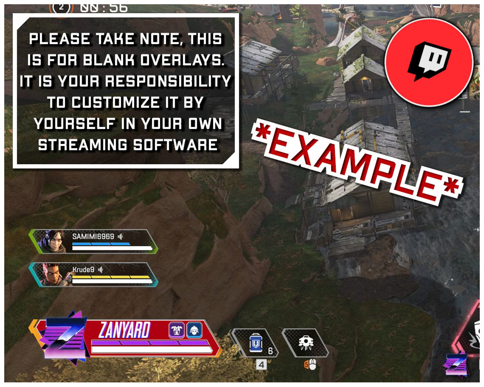 Apex Legends Custom HUD Health Bar Overlay for Streaming RED 6 Overlays
