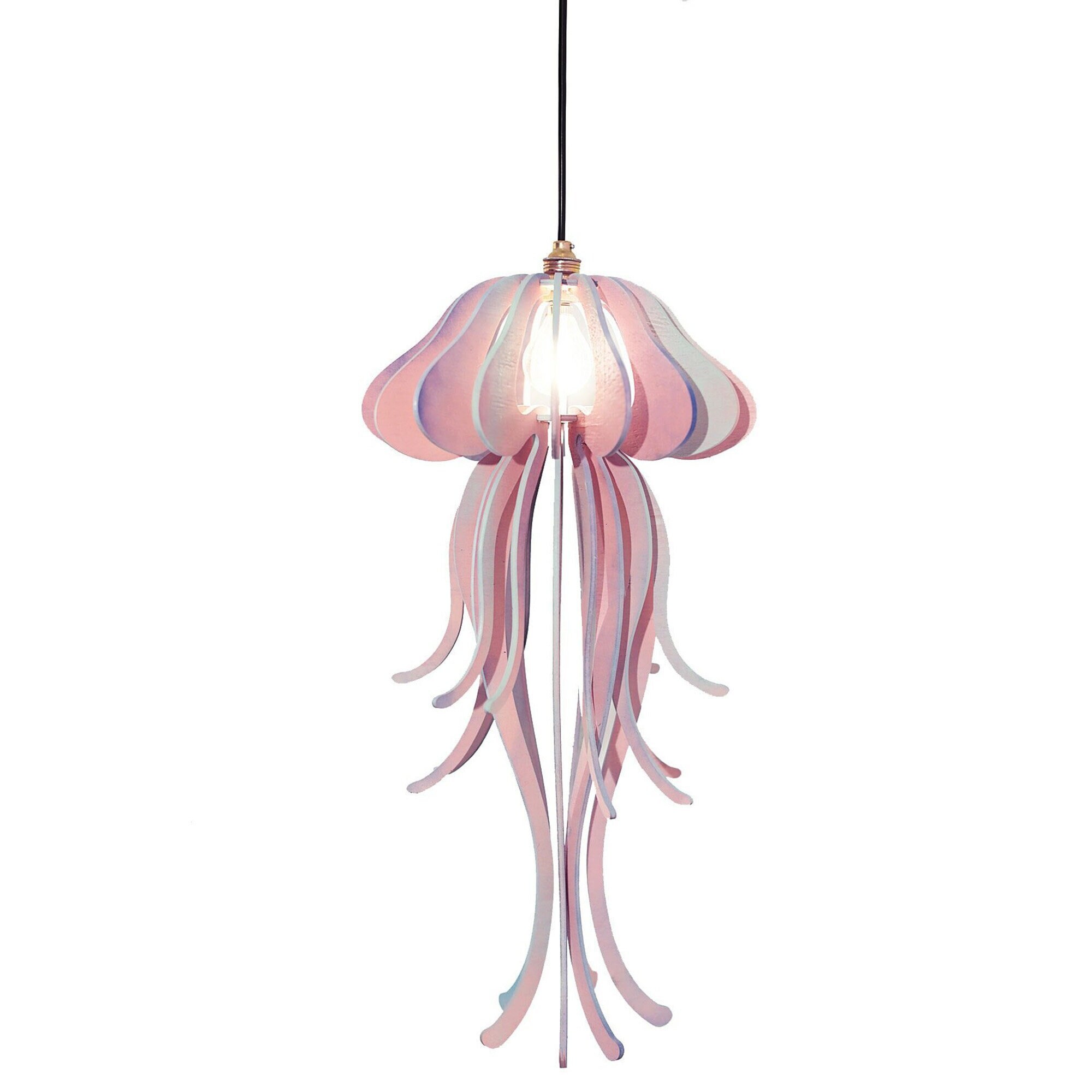 Jellyfish Wood Pendant Light Ceiling Light Wooden Etsy