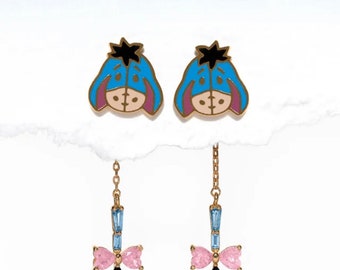 Winnie The Pooh Inspired Earrings, Eeyore and Piglet.