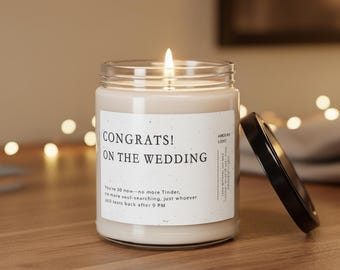 Congrats Wedding Soy Candle, Bride to Be Gift, Future Mrs, Wedding Gift, Bridal Shower, Engagement Gift, Newlywed Gifts, Gift for Fiancée