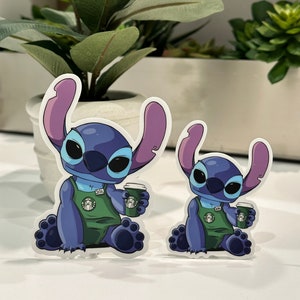 Stitch Coffee Time Sticker/Decal - Weatherproof and Water Resistant for Laptop, Water Bottle, etc.
