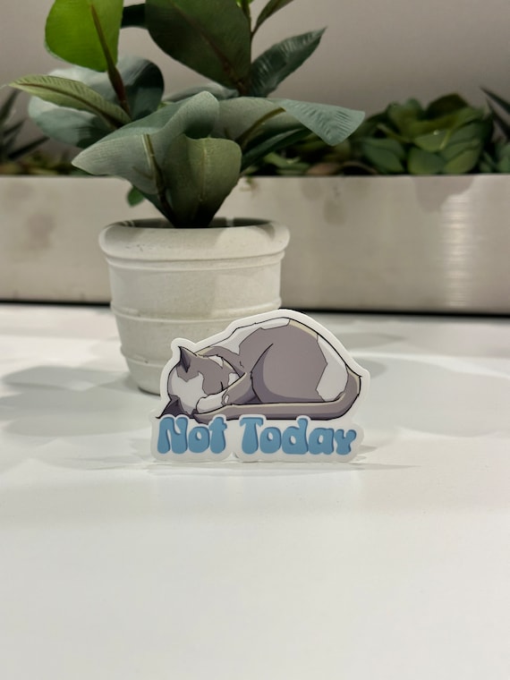 Adorable Cat Sticker "Not Today" Sleepy Kitty Face Cover"