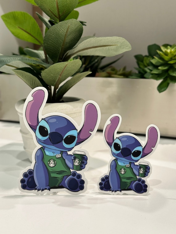 Stitch Coffee Time Sticker/Decal - Weatherproof and Water Resistant for Laptop, Water Bottle, etc.