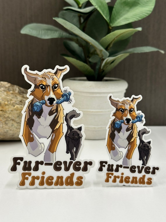 Fur-ever Friends Dog and Cat Sticker - Adorable Pet Lovers' Decal