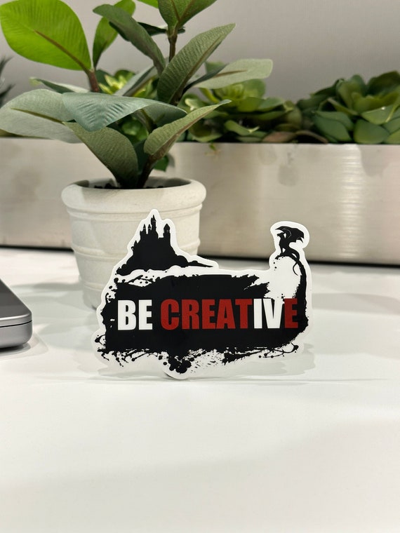 Ink-Spilled Dragon Gazing at Castle: Be Creative Sticker