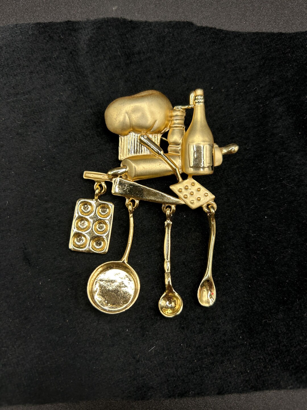 Chef Pin AJC Vintage Chef Pin Brooch Brushed Gold Culinary Cooking - Etsy