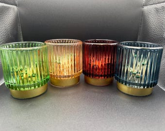 Unique Colored and Ribbed Glass Match Holder and Striker MATCHES INCLUDED
