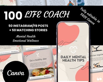Life Coach Templates | Emotional Wellness Social Media| Stories | Engagement Booster | Coaching Instagram Templates | Life Coach Posts|WC001