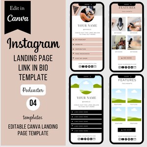 Instagram Link In Bio |Editable Canva Website | Instagram Landing Page Template |Podcaster | Mini Website | Influencer Website| BL0015