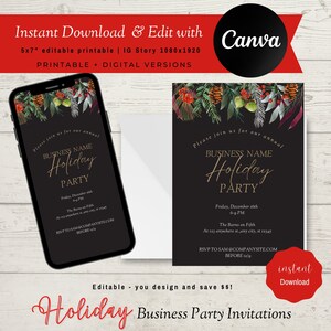 Einladung zur Weihnachtsfeier | Holiday Party Invite |Firma Weihnachten | Firmenfeier | Bearbeitbare Vorlage | Canva Template | BWG009
