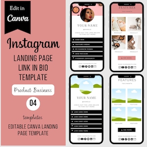 Instagram Link In Bio |Editable Canva Website | Instagram Landing Page Template |Product Sales | Mini Website | Influencer Website| BL0015