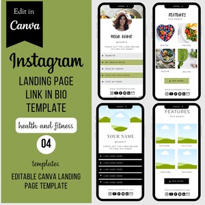 Instagram Link In Bio | Bearbeitbare Canva Website | Instagram Landing Page Template | Gesundheitscoach | Mini Webseite | Influencer Webseite FO005