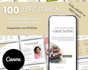 Life Coach Templates |Editable Canva Template | Insta Stories | Engagement Booster |Coaching Instagram Templates | Life Coach Posts |NE008