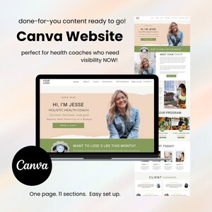 Canva Website Template for Coach |Canva Sales Page Template | Website Template Canva Coaching | Landing Page| FO005