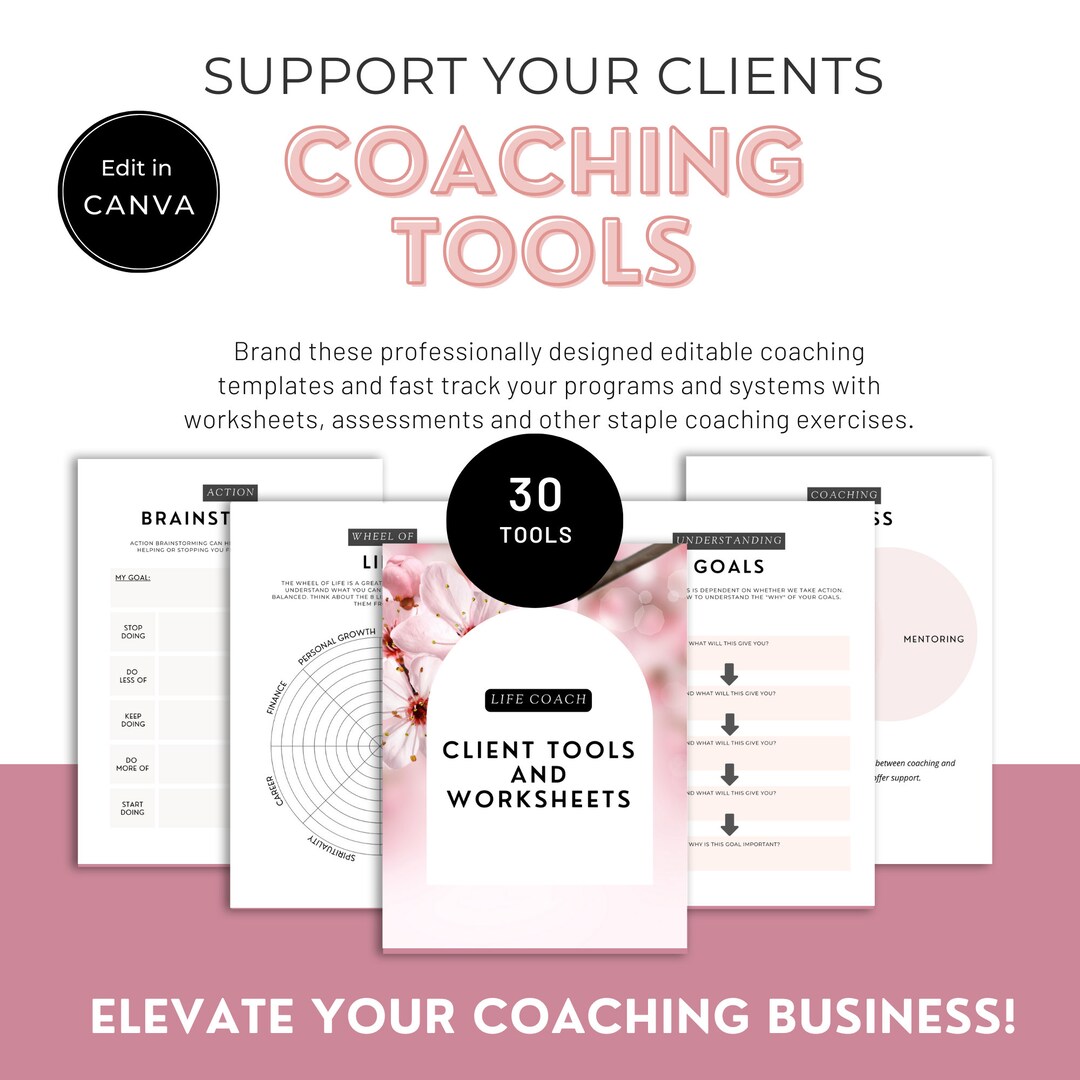 Holistic Life Coach Workbook Editable | 30 Coaching Worksheets | Canva ...