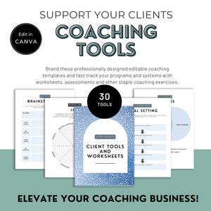 Holistic Life Coach Workbook Editable | 30 Coaching Worksheets | Canva Template | Life Coach Templates | Wheel of Life | Goal Setting |OC006