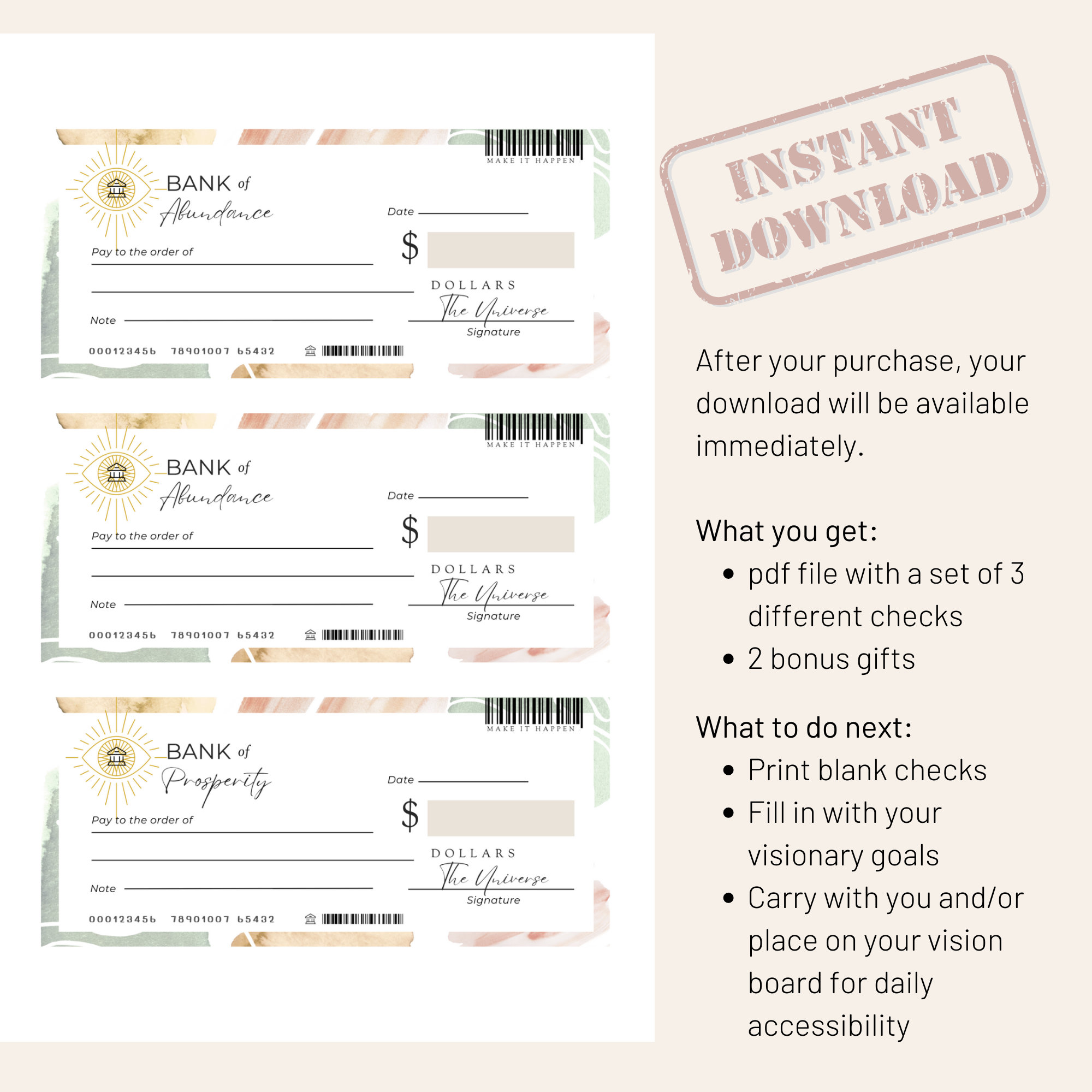 Blank Check Template | Printable Manifestion Check | Abundance Check ...