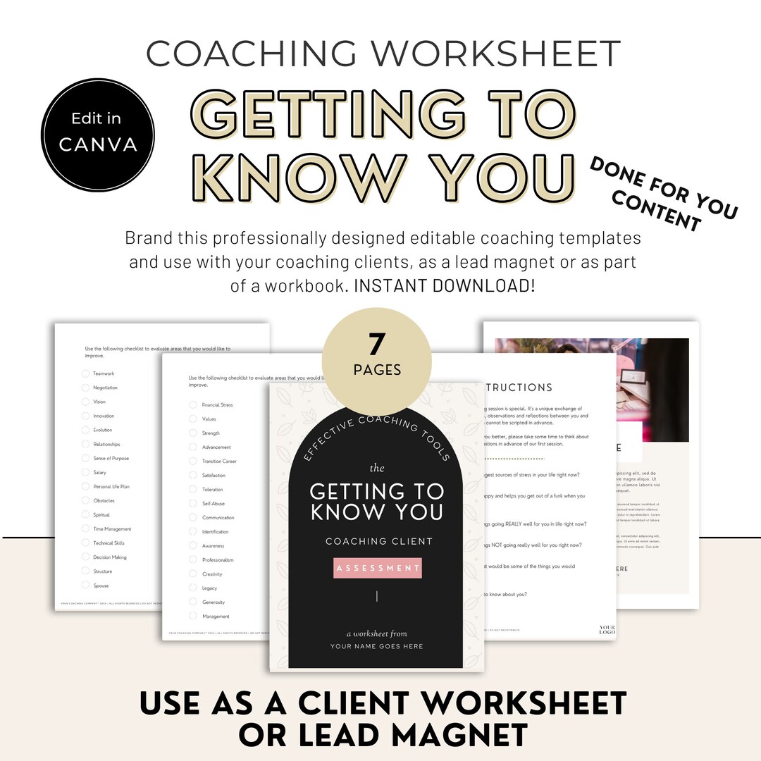 Life Coaching Worksheets |canva Template Life Coach | Coach Lead Magnet ...