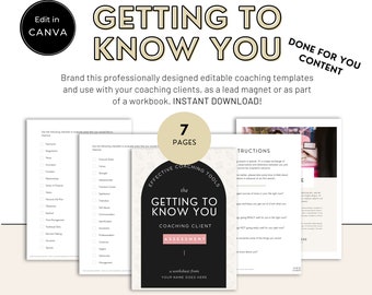 Life Coaching Worksheets |Canva Template Life Coach | Coach Lead Magnet  | Coaching Tools | Editable Workbook | Life Coach Templates | NE008