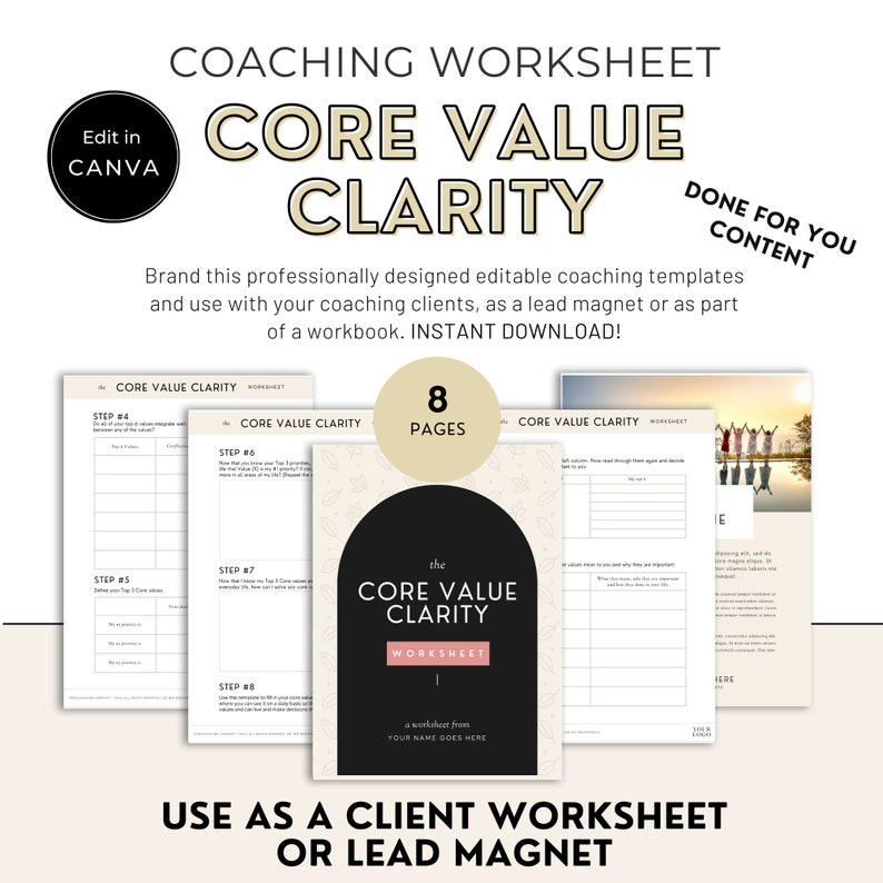 Life Coaching Worksheets |canva Template Life Coach | Coach Lead Magnet ...