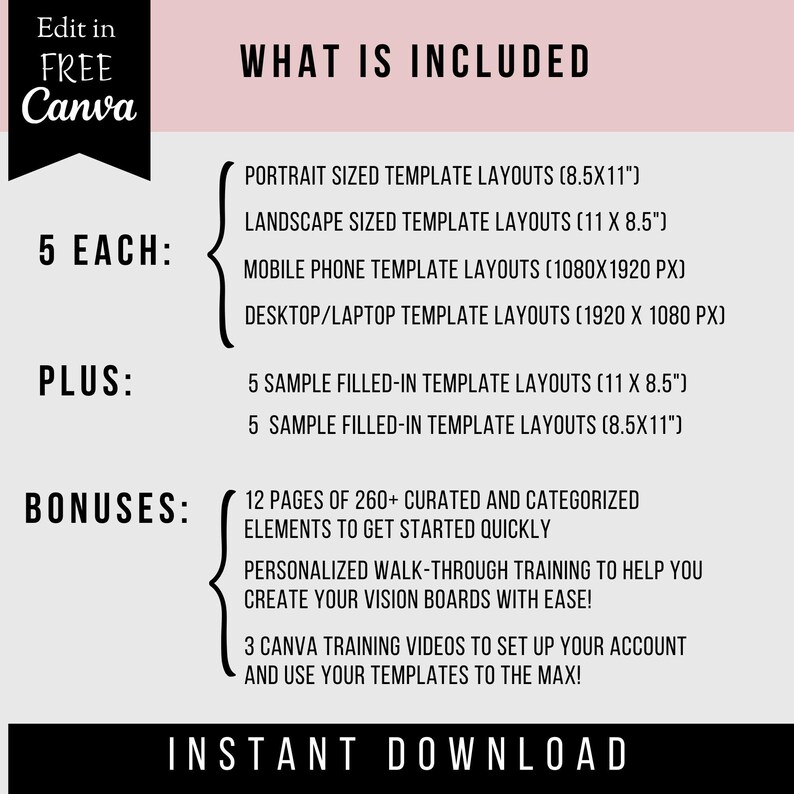 Digital Vision Board Template Canva | 2025 Vision Board | Editable Drag ...