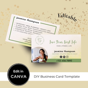 Canva Vorlage Visitenkarte | SOFORTIGER DOWNLOAD | Grün Beige | DIY Visitenkarte | Coach Visitenkarte | FO005