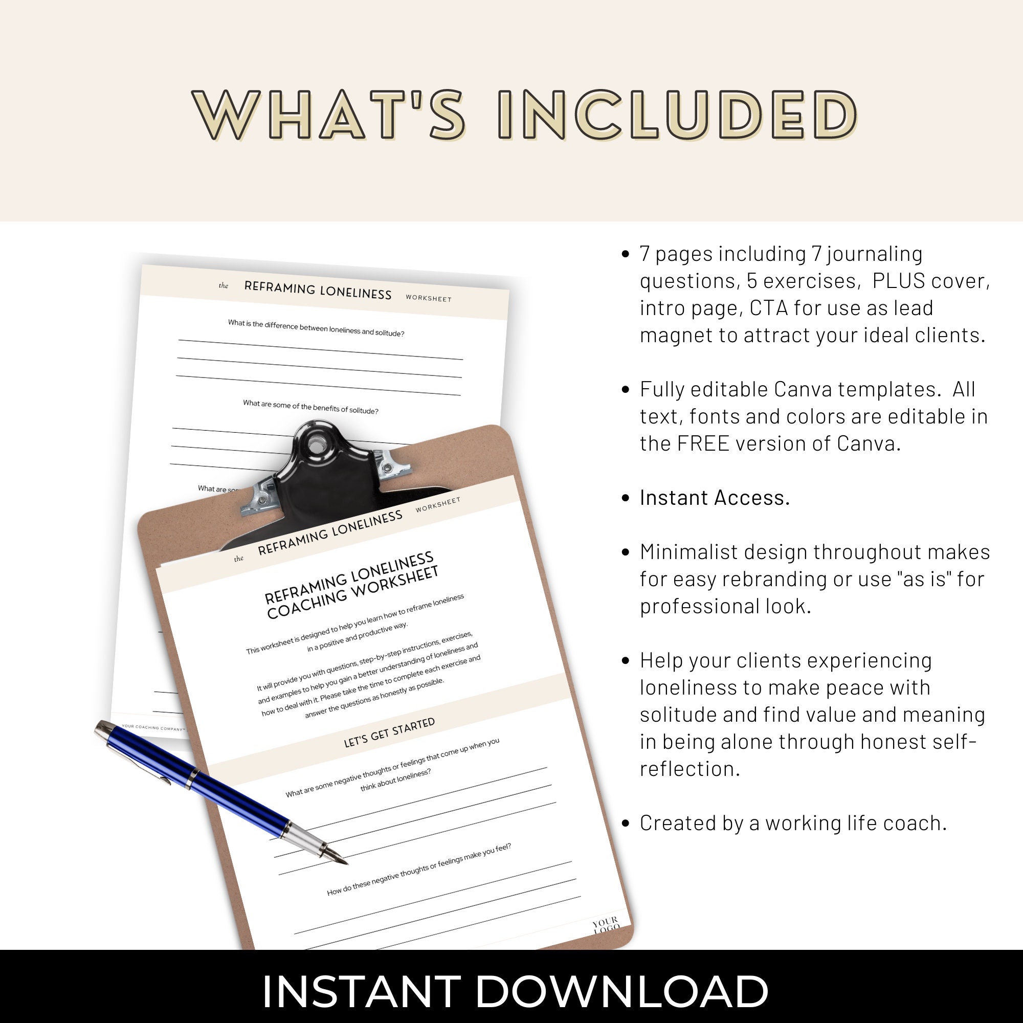 Life Coaching Worksheets |canva Template Life Coach | Coach Lead Magnet ...