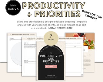 Life Coaching Worksheets |Canva Template Life Coach | Coach Lead Magnet  | Coaching Tools | Editable Workbook | Life Coach Templates | NE008