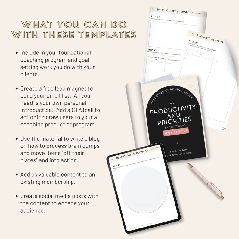 Life Coaching Worksheets |canva Template Life Coach | Coach Lead Magnet ...