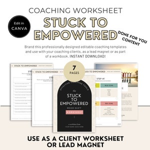 Life Coaching Worksheets |Canva Template Life Coach | Coach Lead Magnet  | Coaching Tools | Editable Workbook | Life Coach Templates | NE008