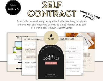 Life Coaching Worksheets| INSTANT DOWNLOAD |Coach Lead Magnet | Canva Template | Coaching Tools | Self Contract | Editable Workbook |NE008