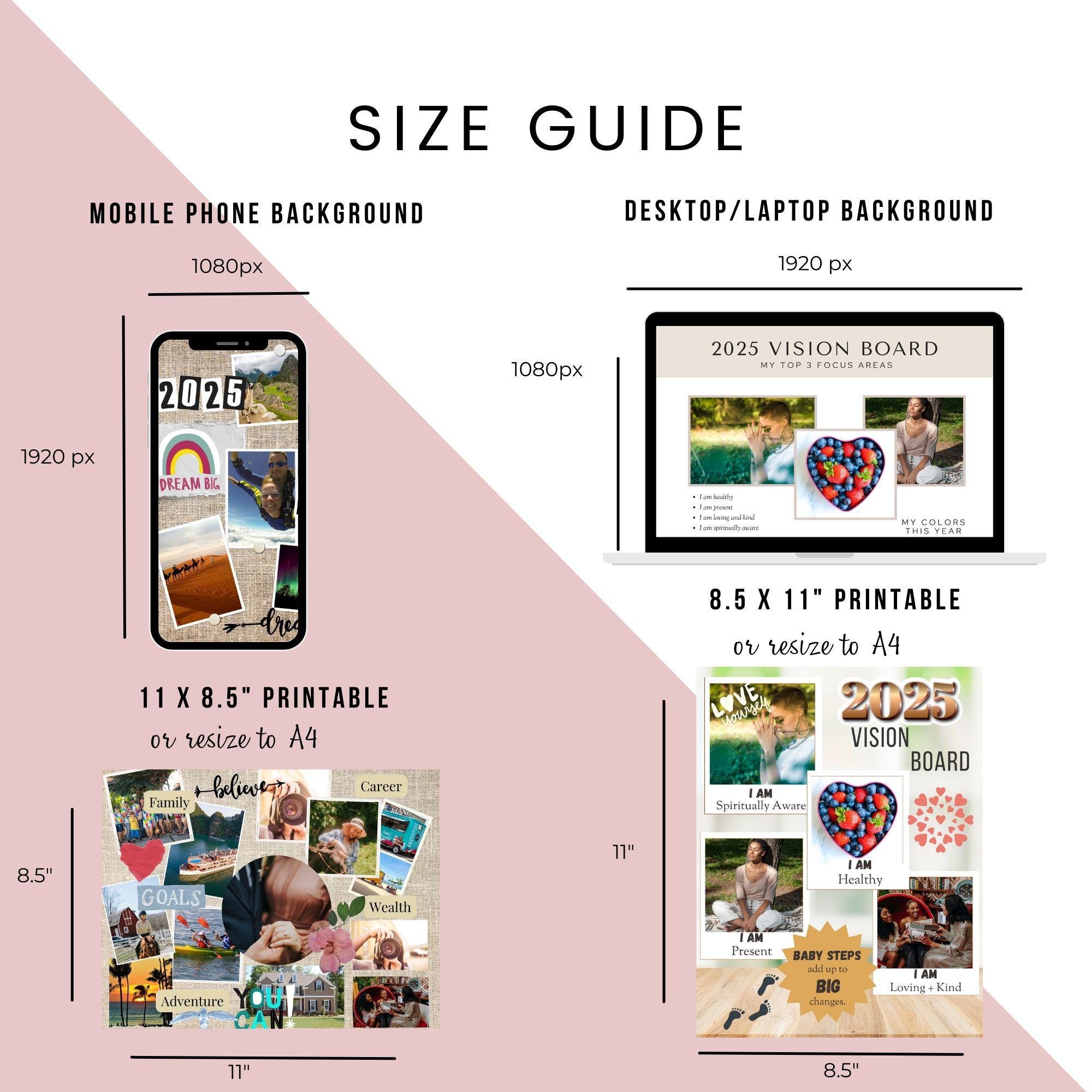 Digital Vision Board Template Canva | 2025 Vision Board | Editable Drag ...