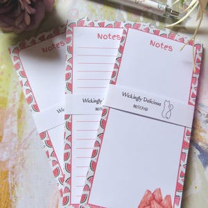 Watermelon Notepad, Magnetic 50-Page Tear-Away List Pad, Red Fridge Pad