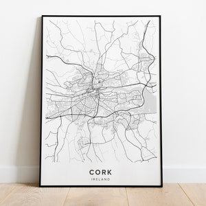 Kork Straßenkarte - Irland Karte - Kork Karte Print - Irland Poster - Kork Print - Stadt Karte Print - Irland Karte - Irland Karte Poster