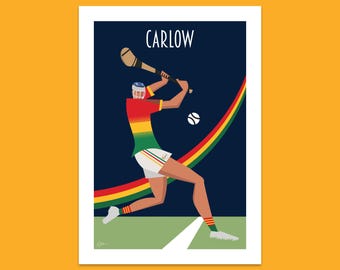 Carlow Hurling Poster: Modern Irish Sports Art