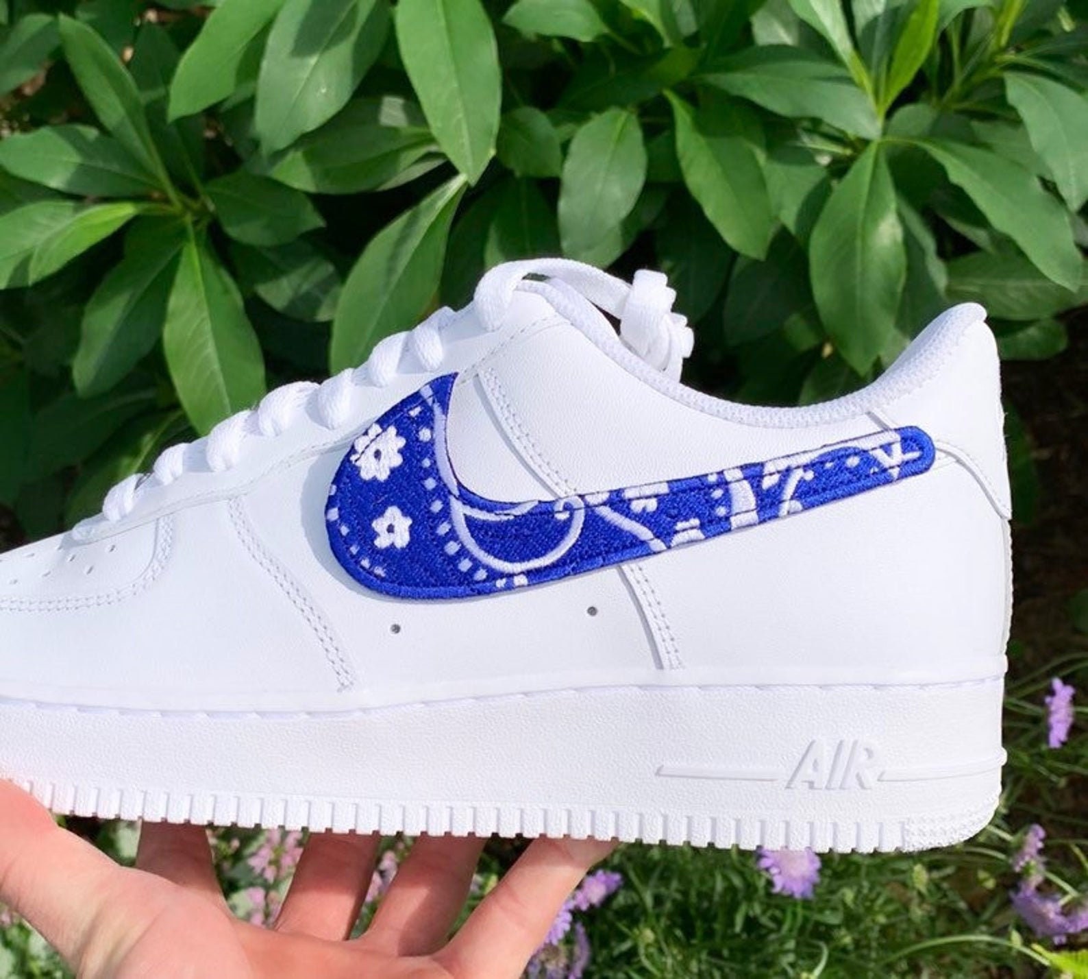 air force 1 blue bandana shoes